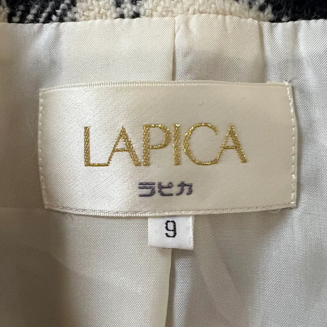 [LAPICA] Chaqueta entallada con estampado de cuadros LAPICA, talla M, en perfecto estado