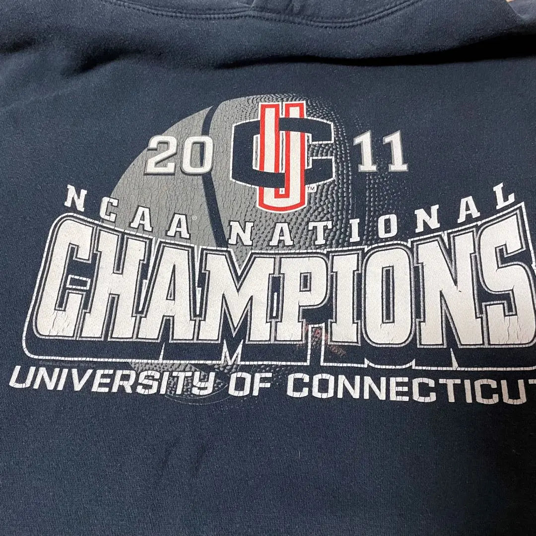 College NCAA Men's Sweatshirt Hoodie L Navy US Old-wear