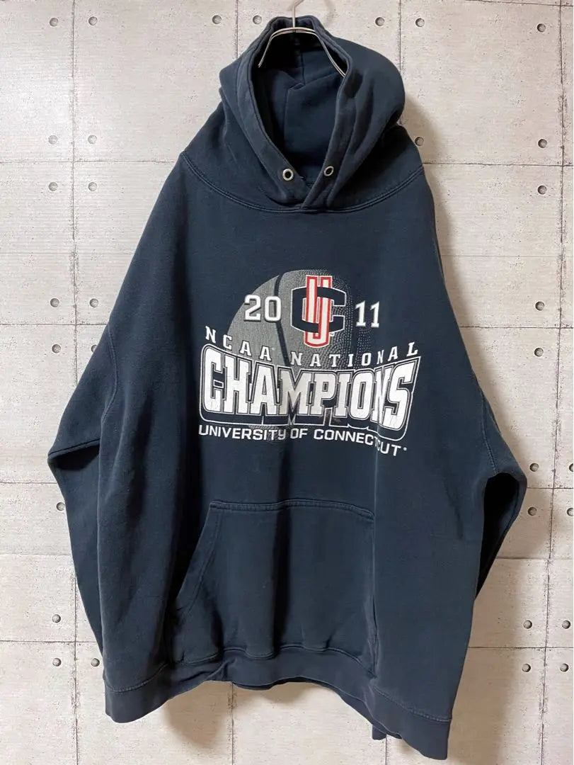 College NCAA Men's Sweatshirt Hoodie L Navy US Old-wear