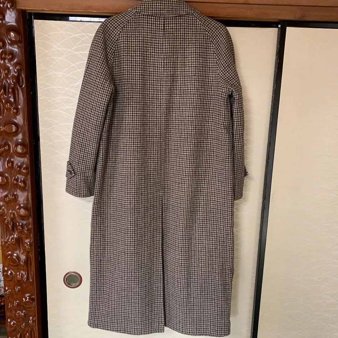 Checked long coat