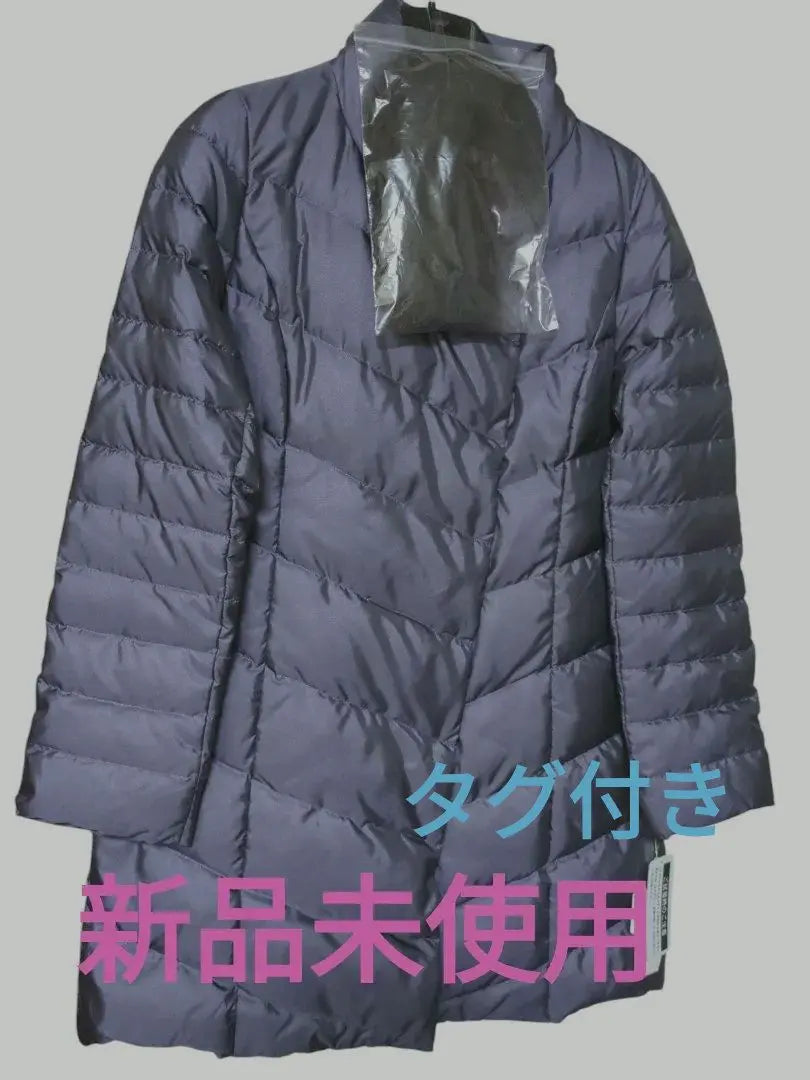 [New and unused] Purple long down jacket with fur muffler Dinos L