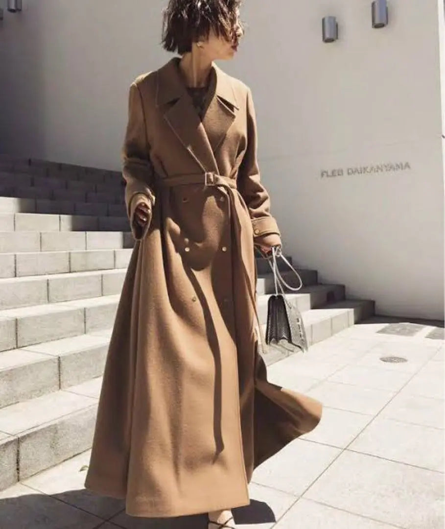 America Vintage Belt Flare Long Coat wool | Ameri VINTAGE BELT FLARE LONG COAT ウール