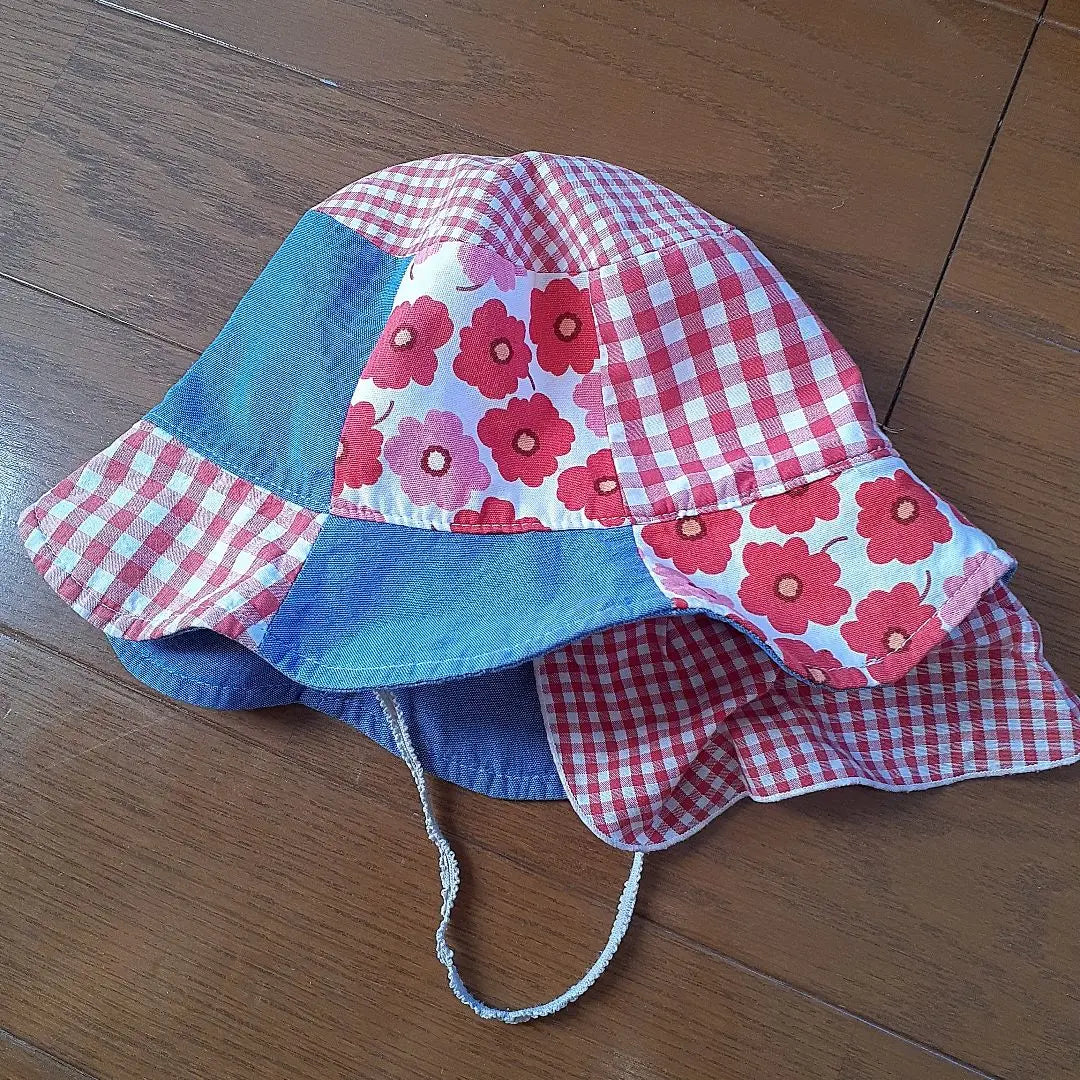 Flower pattern check bucket hat 50cm