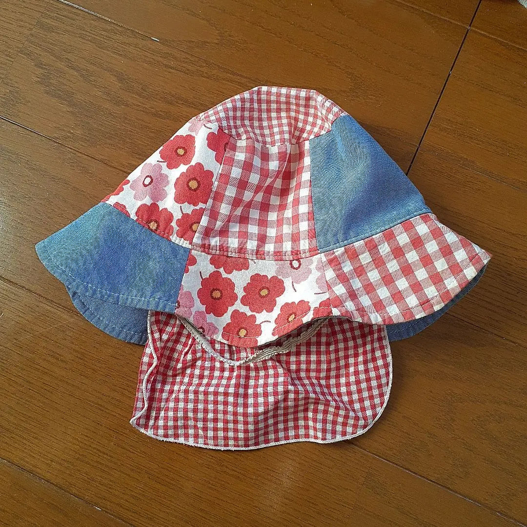 Flower pattern check bucket hat 50cm