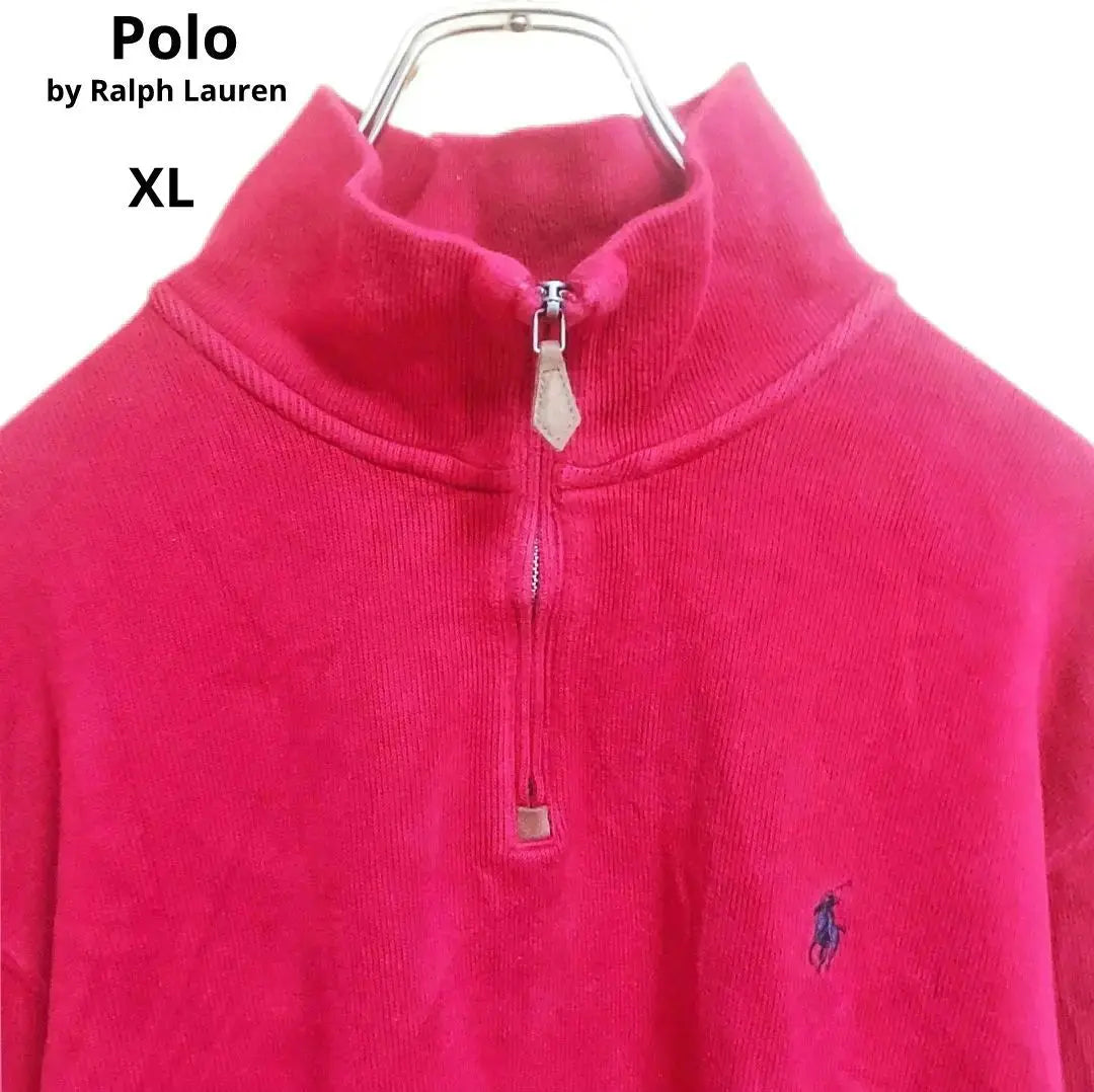 Suéter de algodón Polo Ralph Lauren con media cremallera, rojo, para hombre, talla XL