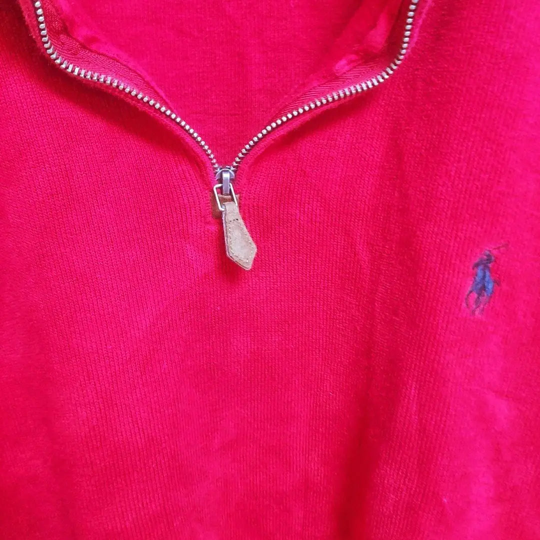 Suéter de algodón Polo Ralph Lauren con media cremallera, rojo, para hombre, talla XL