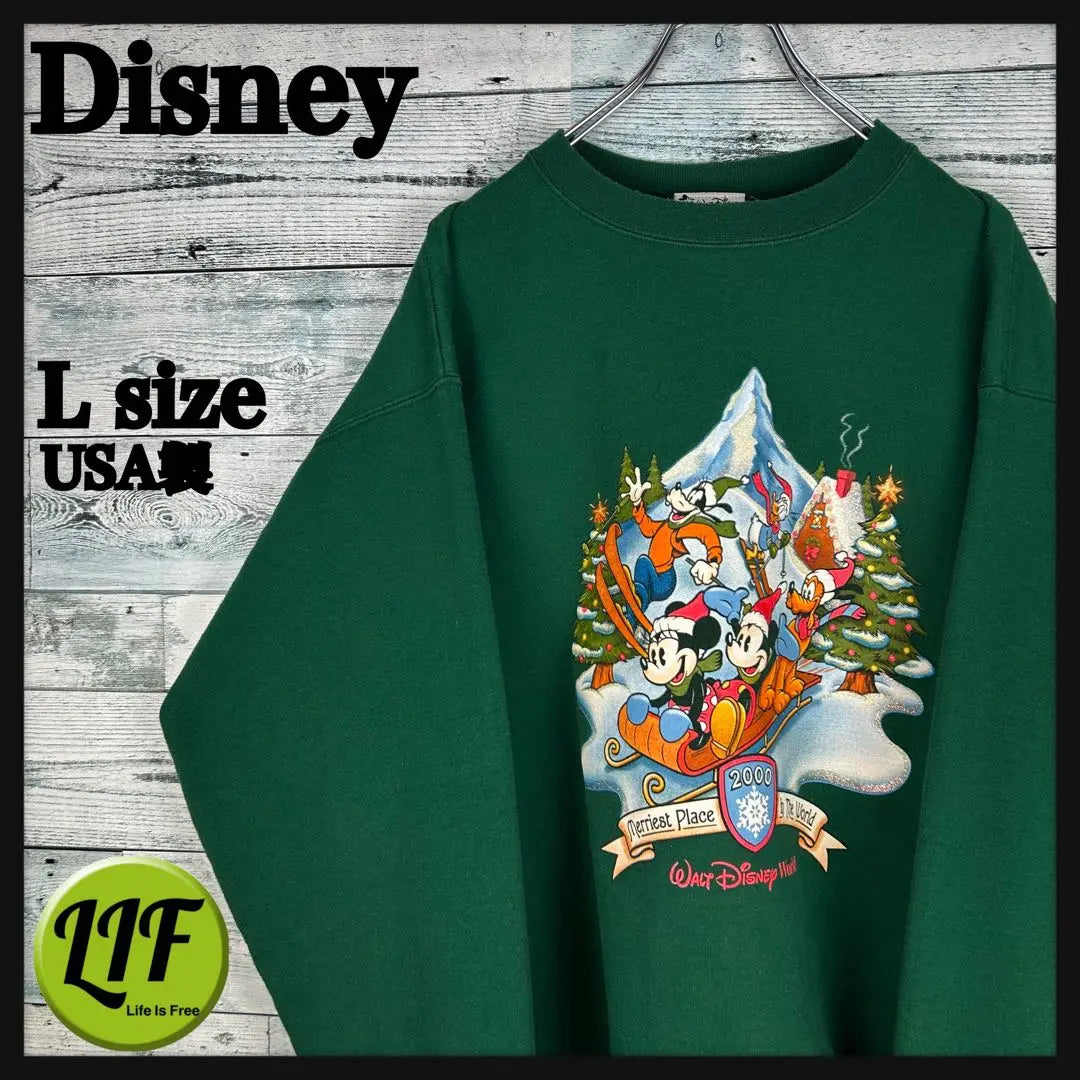 Disney USA made 90s Mickey characters gathering sweat green L 4962