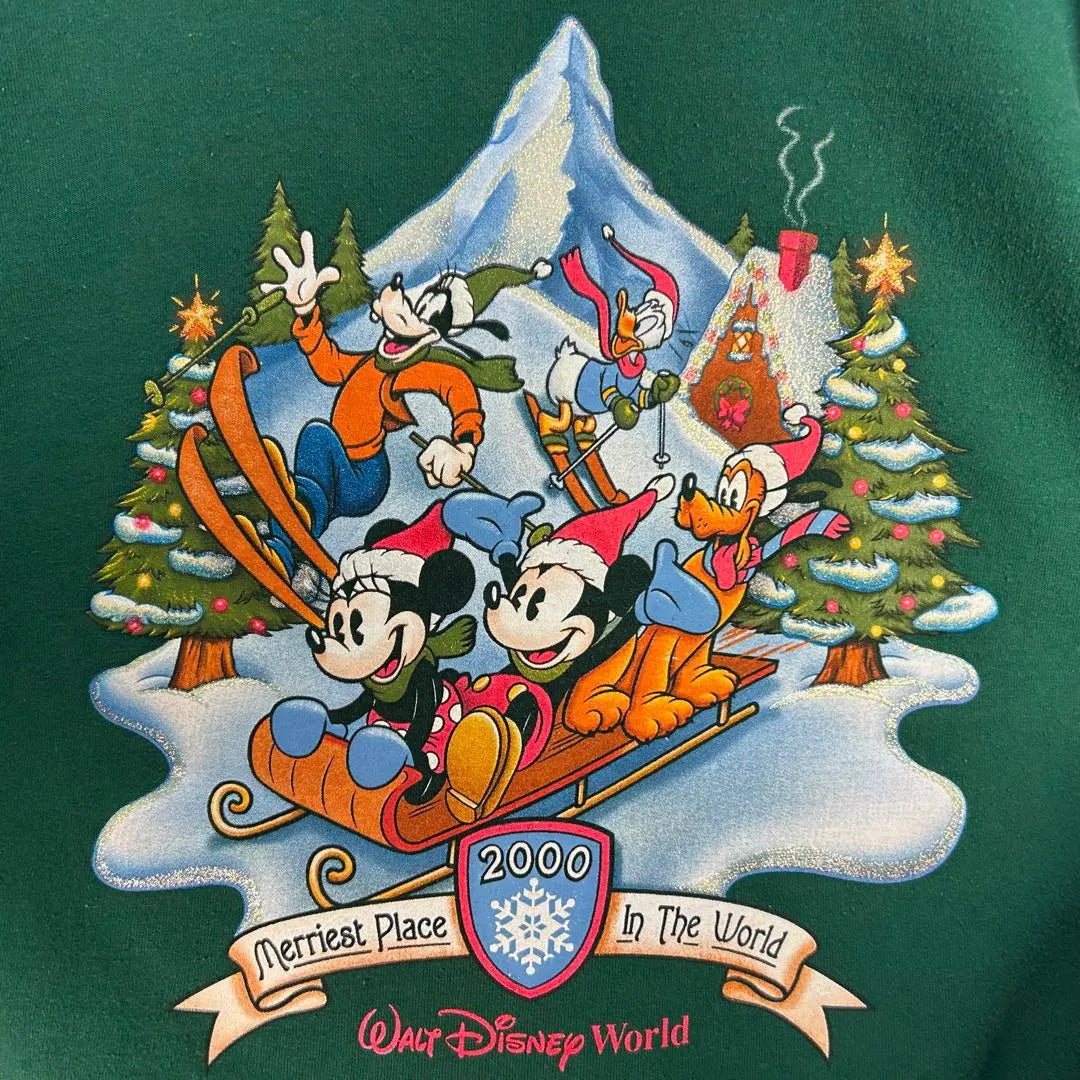 Disney USA made 90s Mickey characters gathering sweat green L 4962