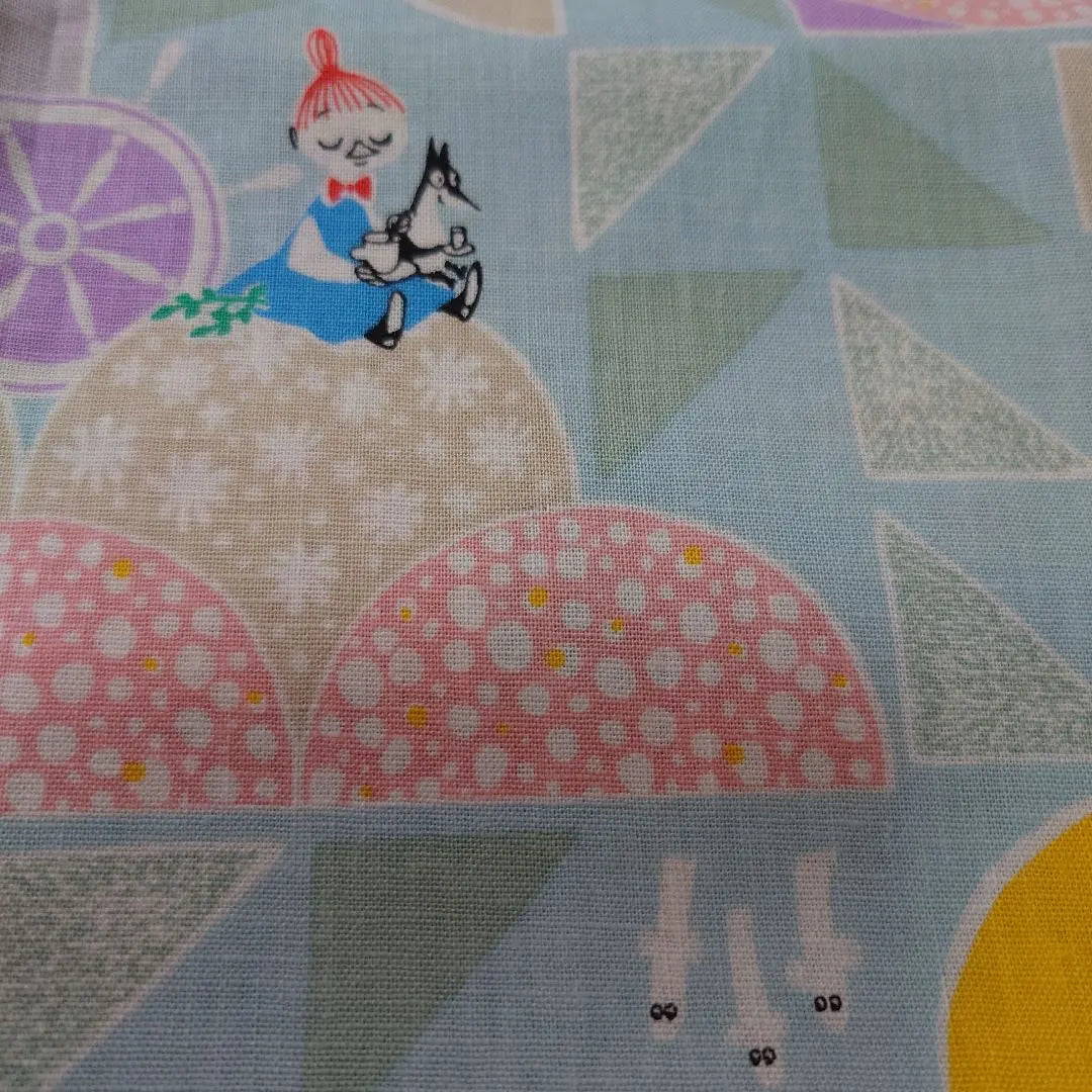 Moomin fabric, blue fabric, scraped, handmade