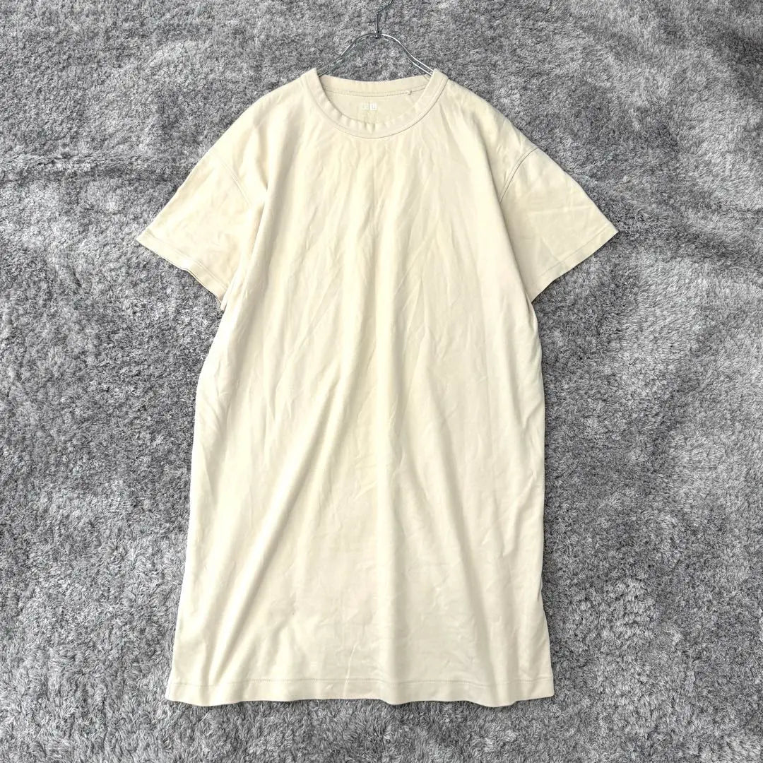 Uniqlo [L] Beige short-sleeved T-shirt tunic oversized everyday use