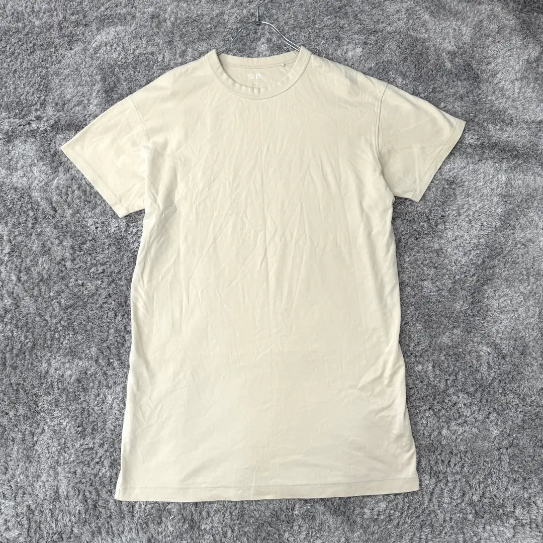 Uniqlo [L] Beige short-sleeved T-shirt tunic oversized everyday use