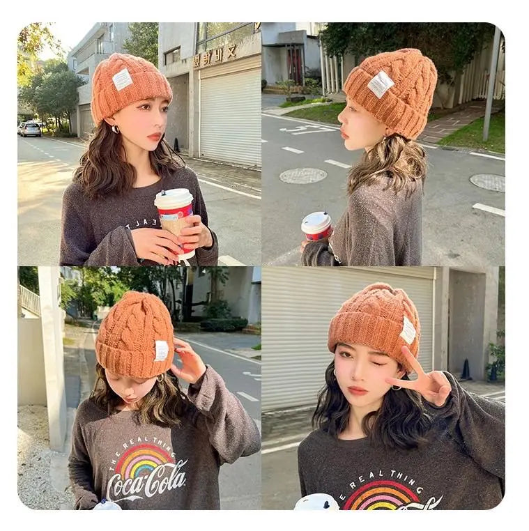 Gorro, gorro de punto, esponjoso, gorro de punto, elástico, efecto cara pequeña, naranja | ビーニー ニット帽 ふんわり ニットキャップ 伸縮性 小顔効果 オレンジ