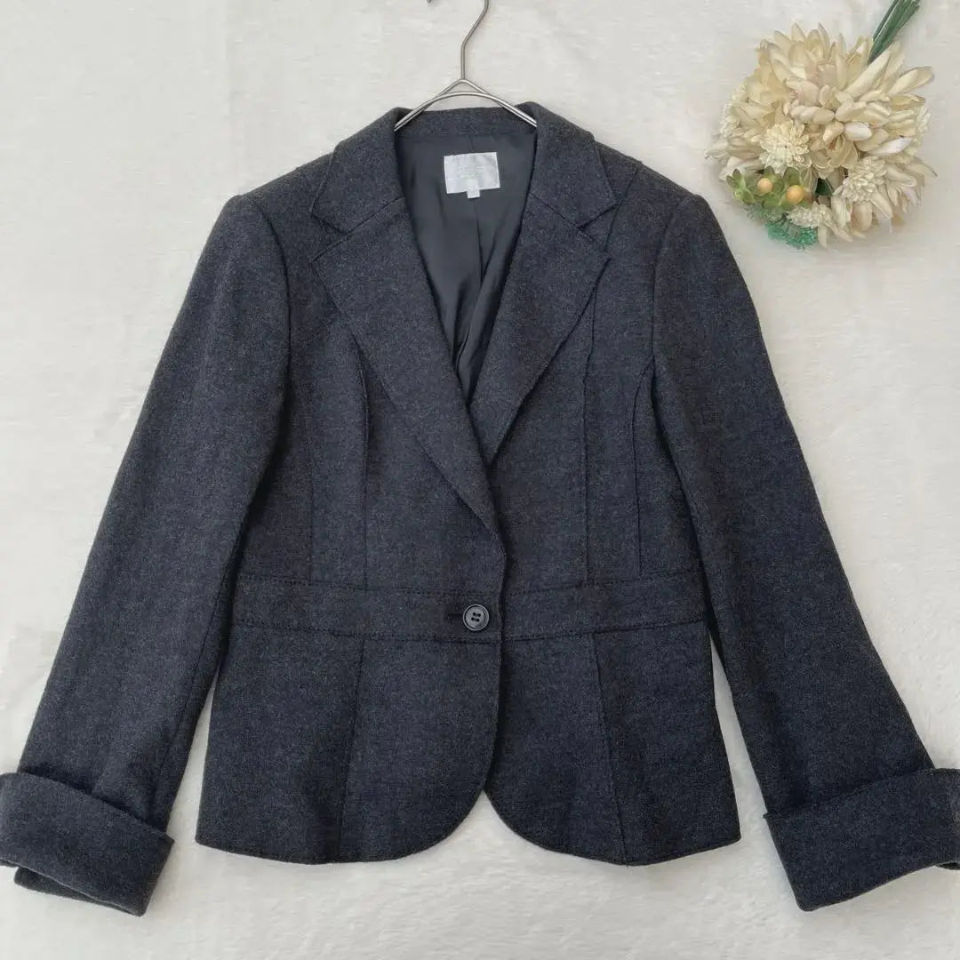 Jiyu Ward Tailored Jacket Dark Gray M Beautiful Silhouette Wool