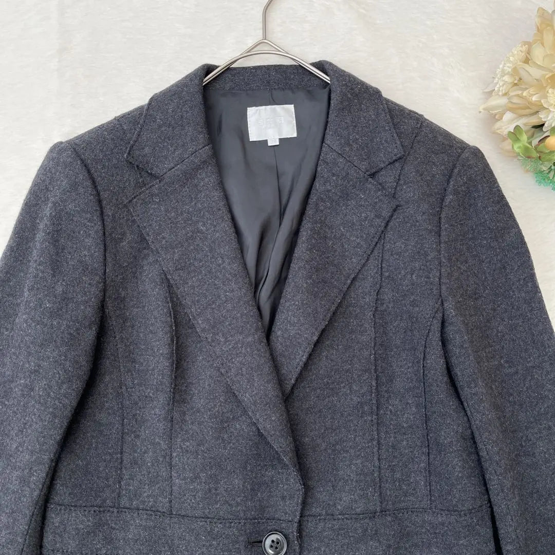 Jiyu Ward Tailored Jacket Dark Gray M Beautiful Silhouette Wool