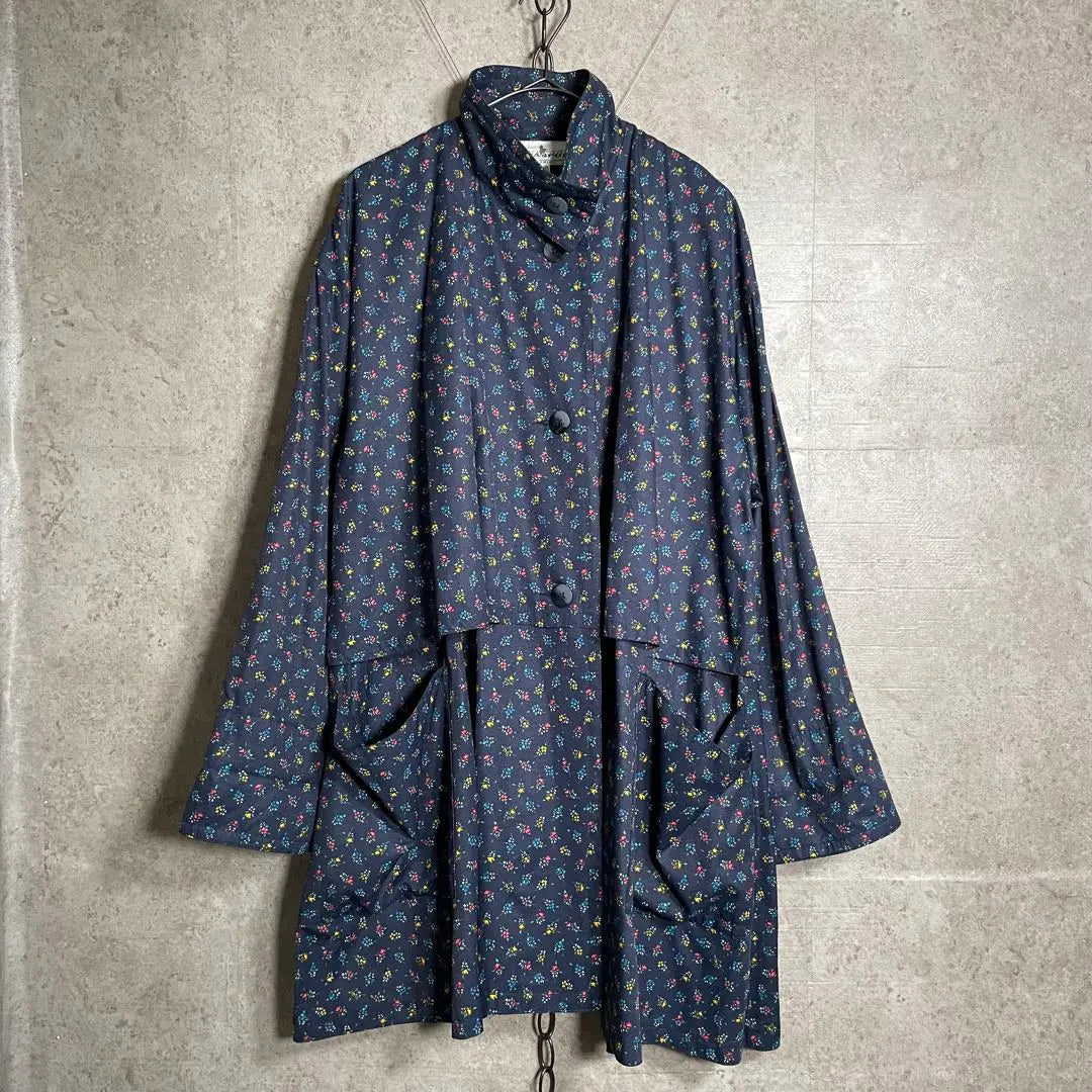 Made in France 90s vintage small floral pattern box silhouette thin summer coat