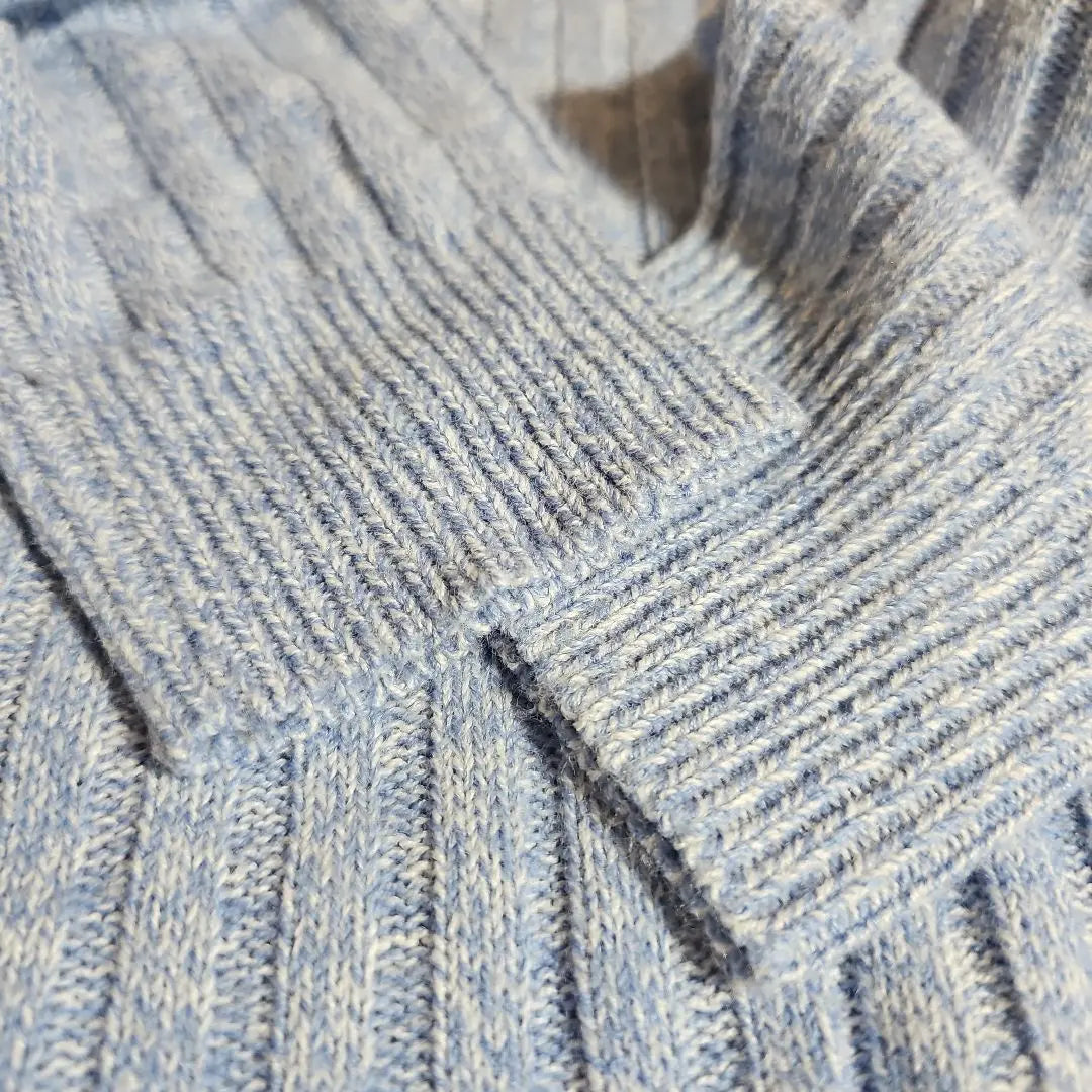 GU Ribbed Knit Sweater S Light Blue Marble