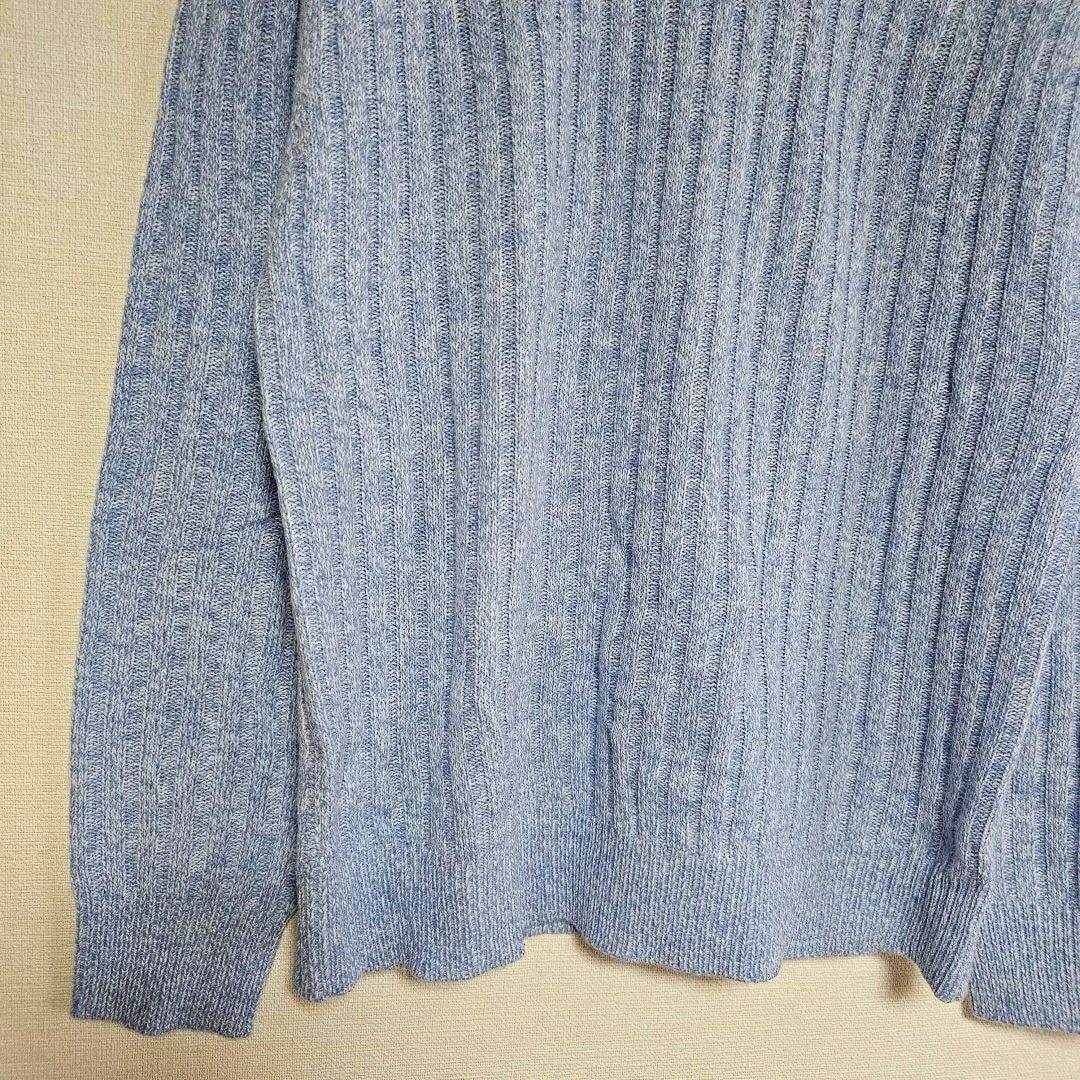 GU Ribbed Knit Sweater S Light Blue Marble