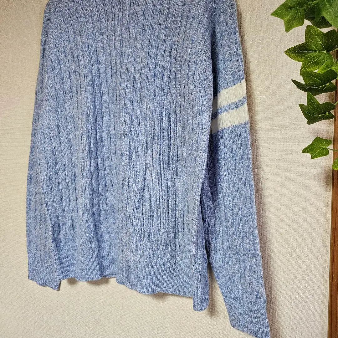 GU Ribbed Knit Sweater S Light Blue Marble