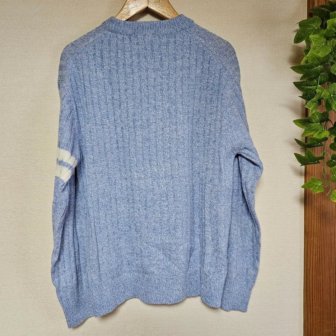 GU Ribbed Knit Sweater S Light Blue Marble