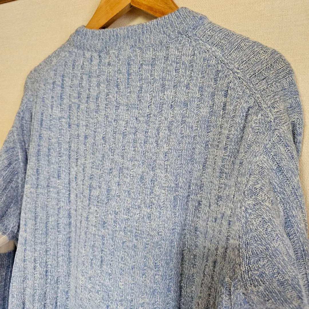 GU Ribbed Knit Sweater S Light Blue Marble