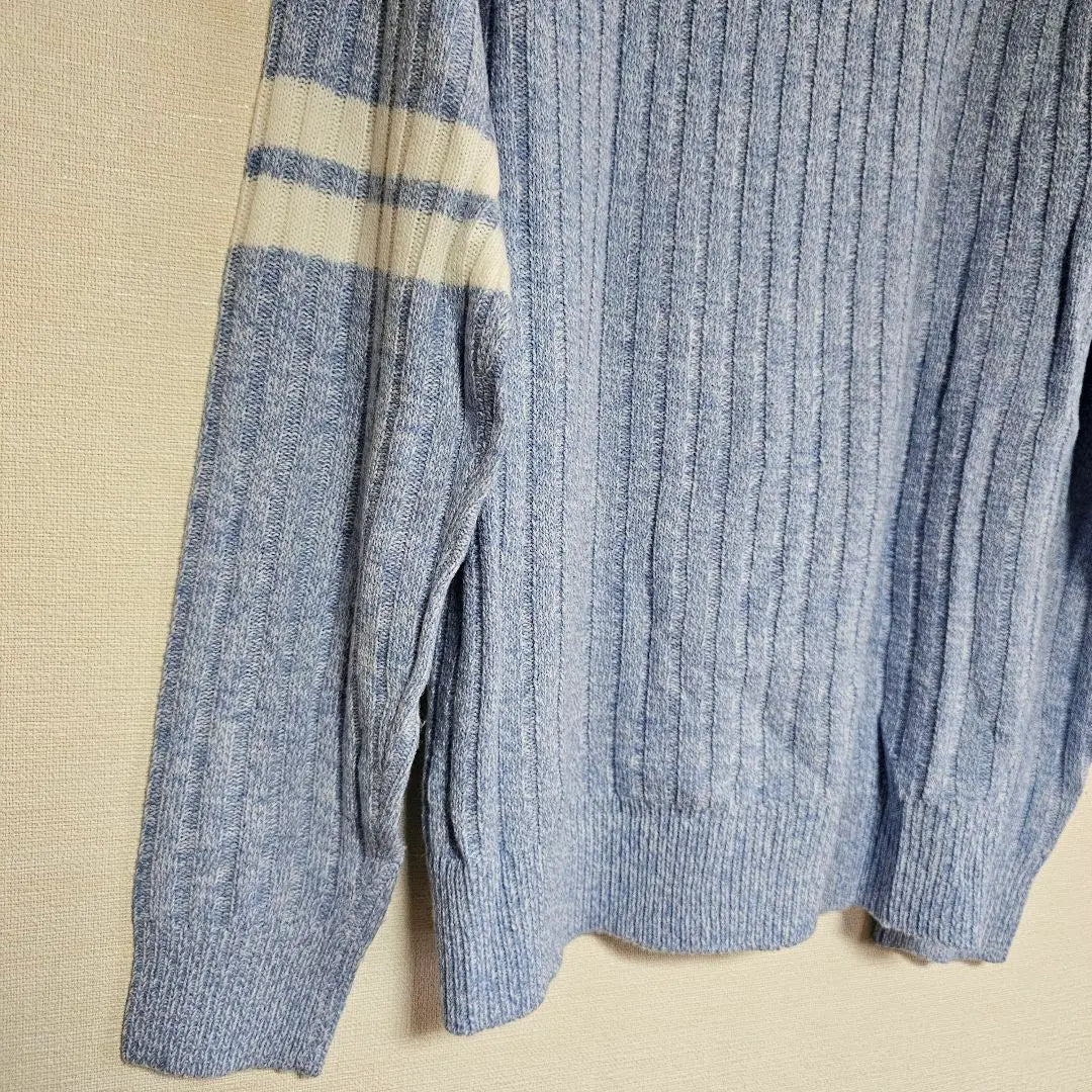 GU Ribbed Knit Sweater S Light Blue Marble