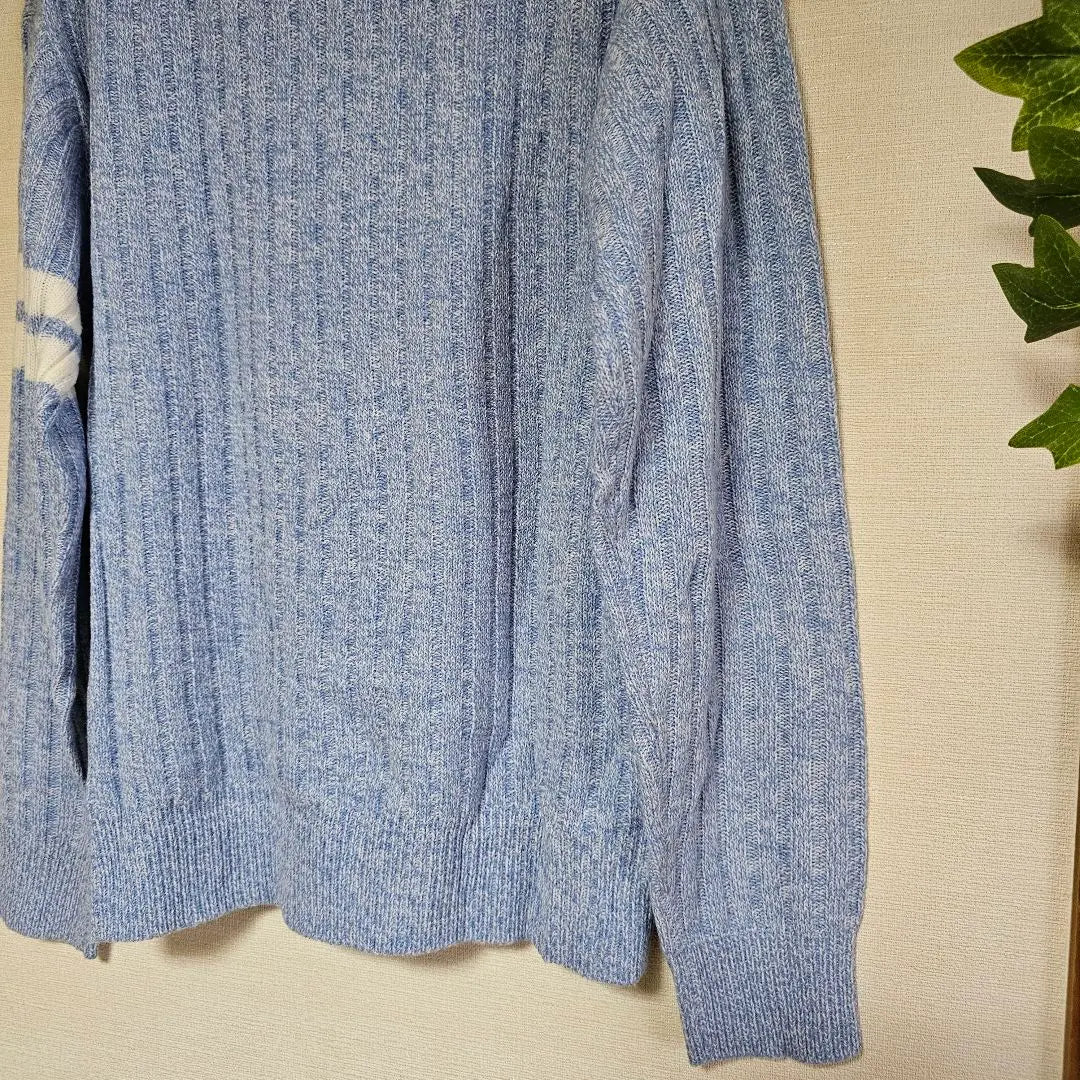 GU Ribbed Knit Sweater S Light Blue Marble