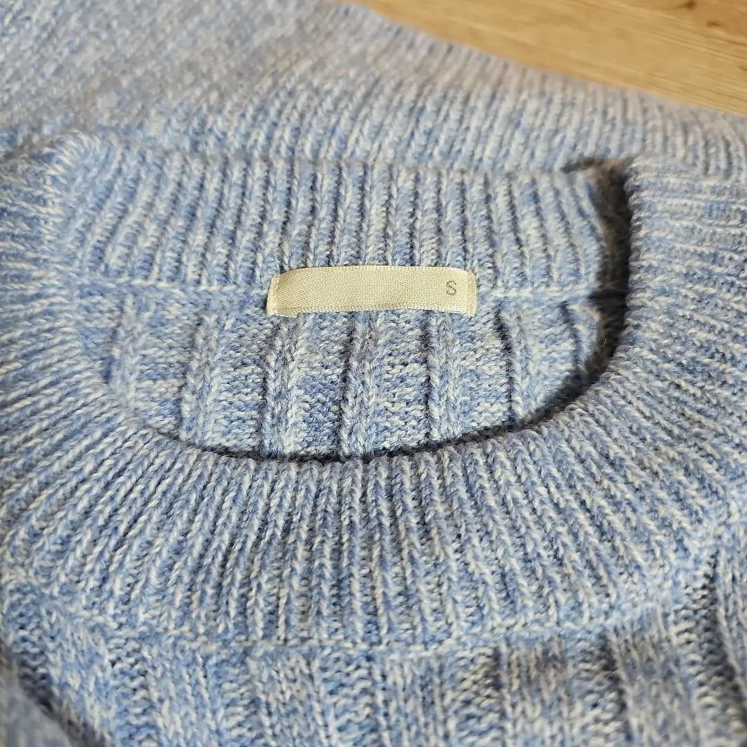 GU Ribbed Knit Sweater S Light Blue Marble