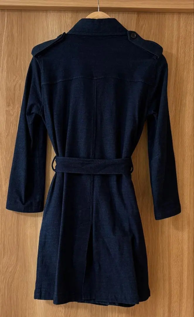 Navy trench coat with waist belt