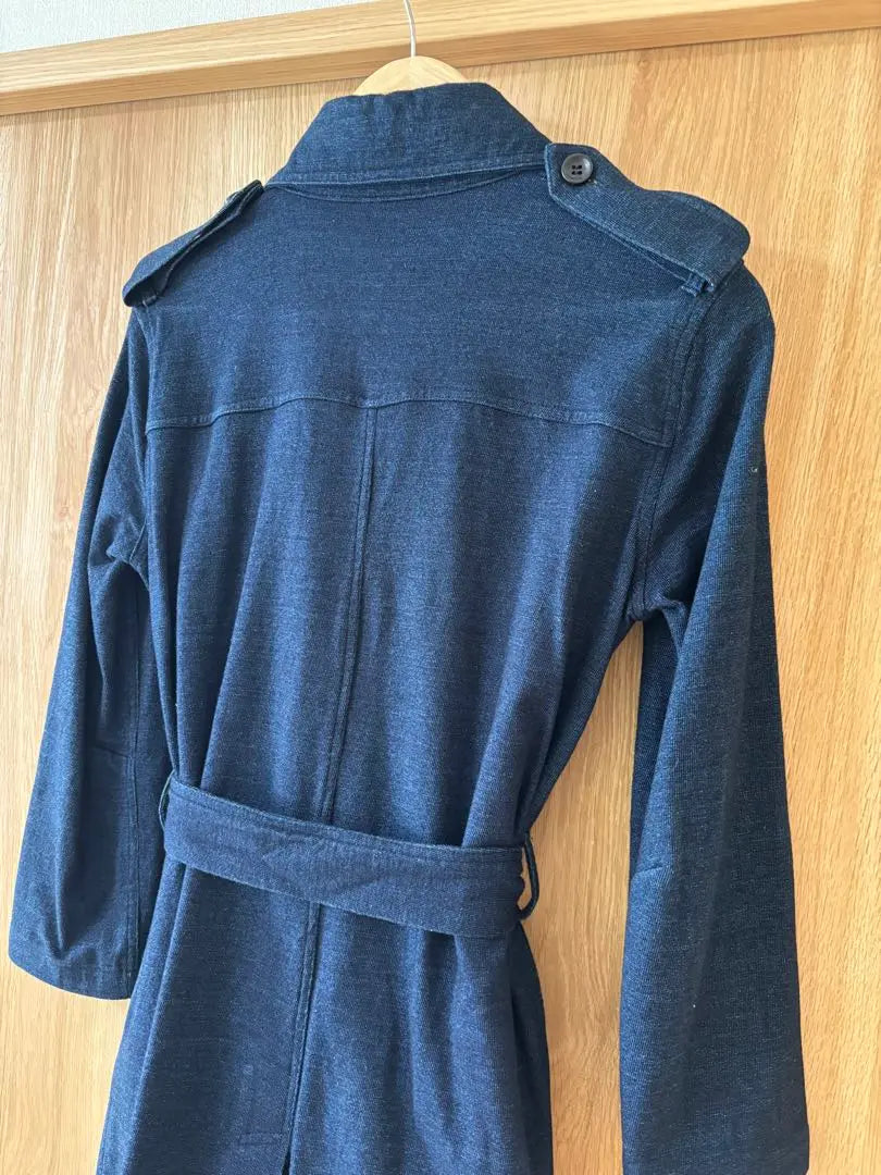 Navy trench coat with waist belt