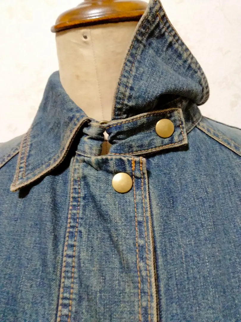 Denim coat with belt knee length