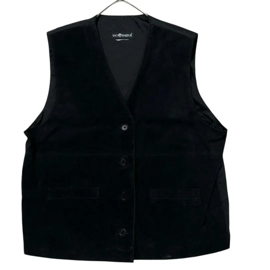 Sag Harbor Suede-style leather vest vest gilet black bv6