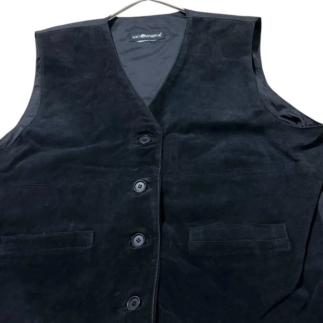 Sag Harbor Suede-style leather vest vest gilet black bv6