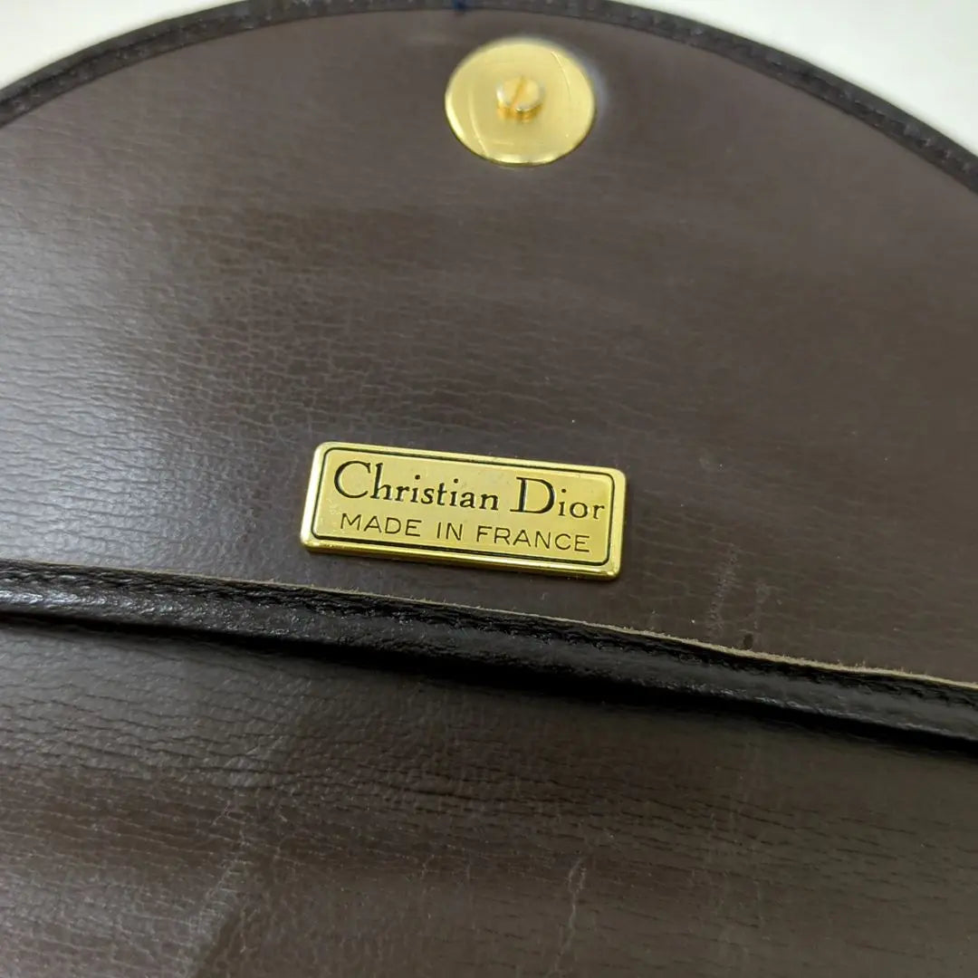 Christian Dior Vintage Shoulder Bag Leather Dark Brown