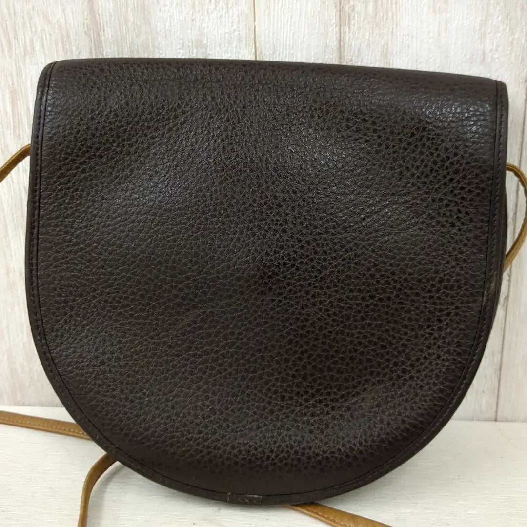 Christian Dior Vintage Shoulder Bag Leather Dark Brown