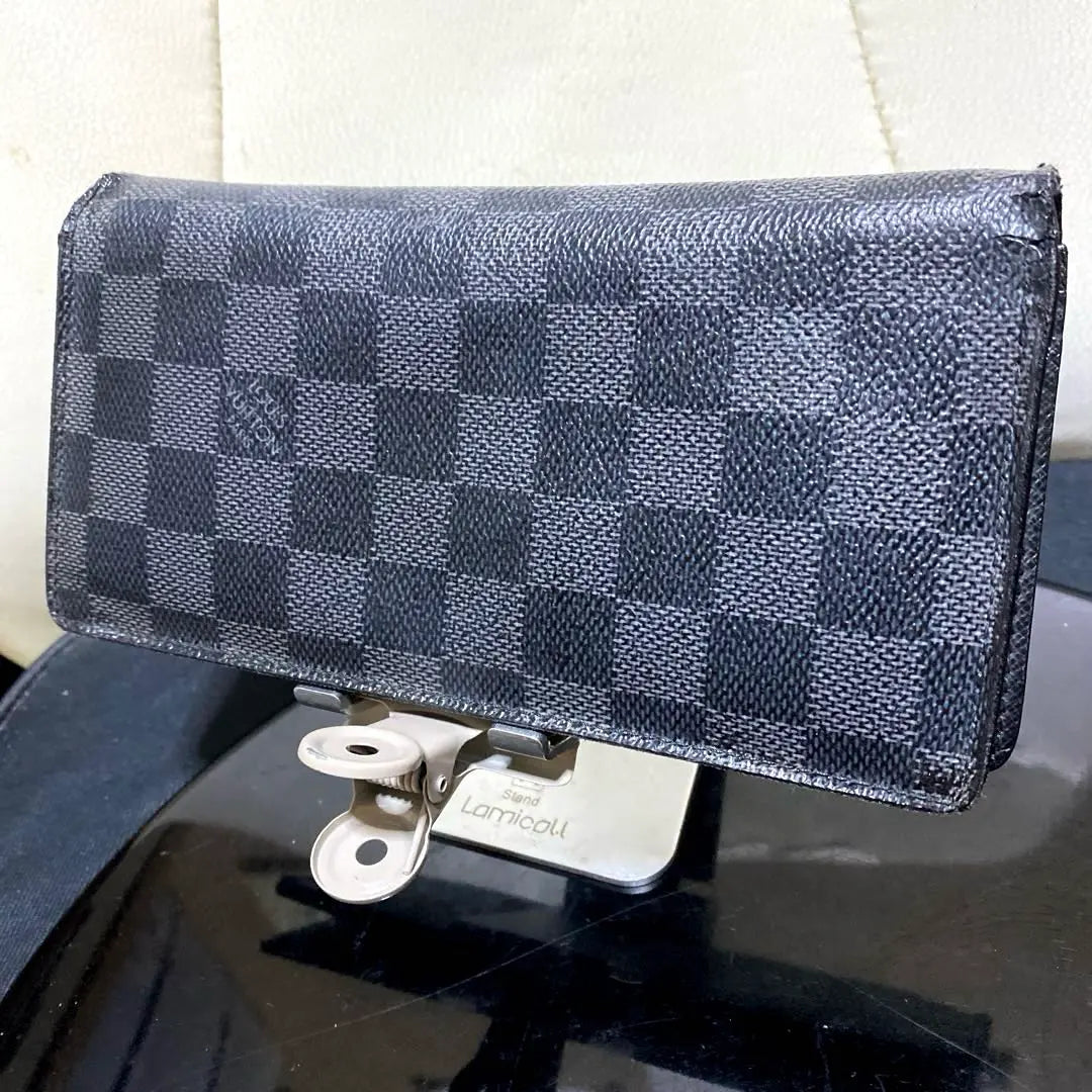 ①☆Buen estado☆Damier G♪Cartera larga plegable Portefeuille Braza