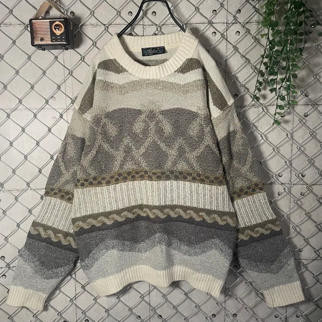 Made in Italy, all-over pattern 3D knit sweater, thick arm