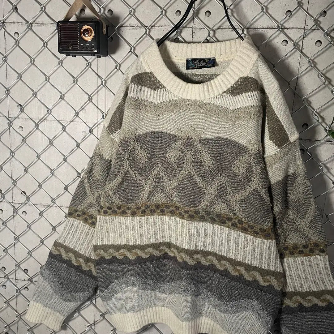 Made in Italy, all-over pattern 3D knit sweater, thick arm