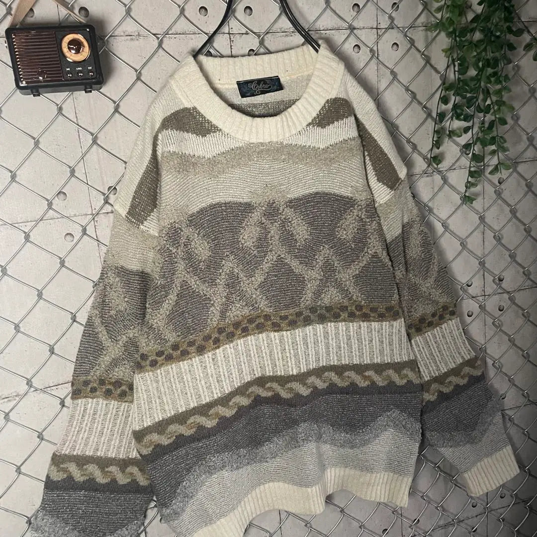 Made in Italy, all-over pattern 3D knit sweater, thick arm