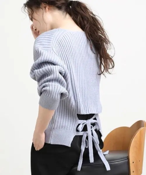 [VIS] Back ribbon knit pullover