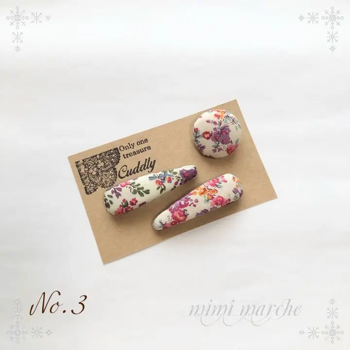 Liberty Pachinko Hairpins & Walnut Button Elastic M Size Set No. 3