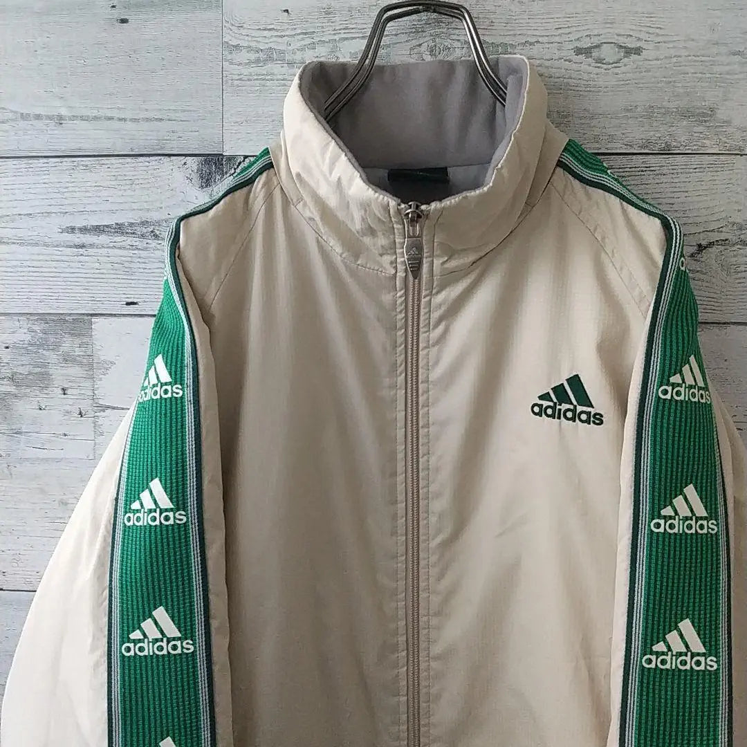 Rare color ☆90s Adidas embroidered logo detachable hood padded jacket jersey