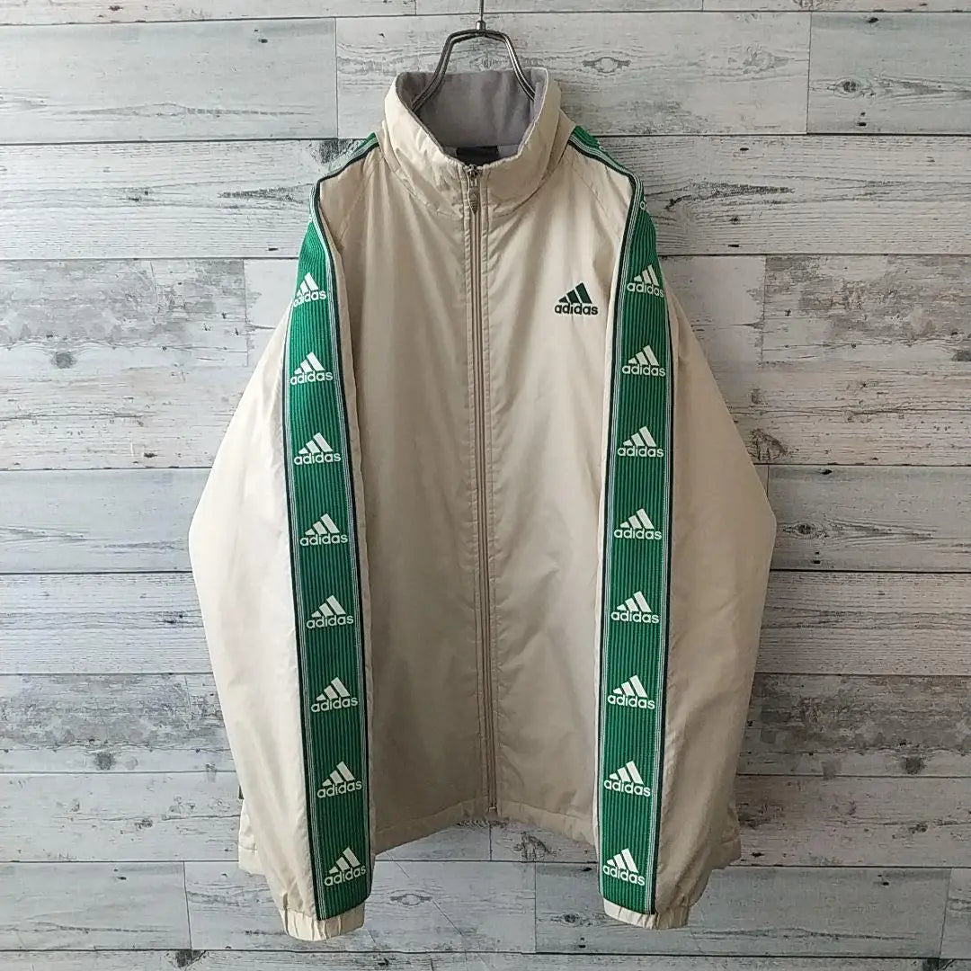 Rare color ☆90s Adidas embroidered logo detachable hood padded jacket jersey