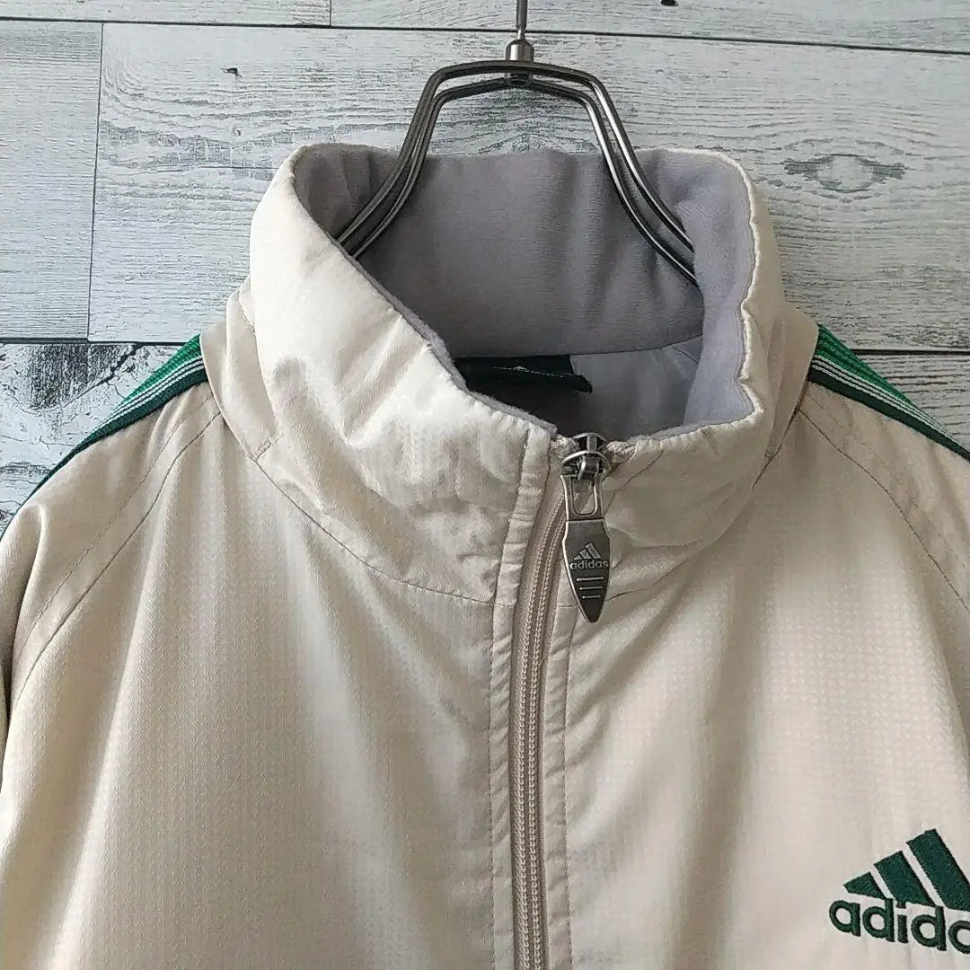 Rare color ☆90s Adidas embroidered logo detachable hood padded jacket jersey