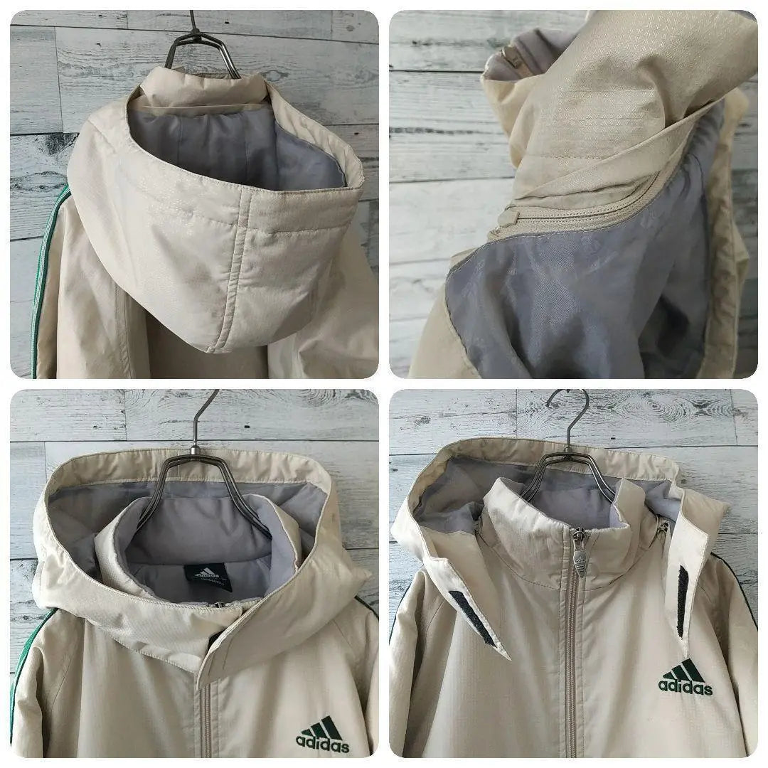 Rare color ☆90s Adidas embroidered logo detachable hood padded jacket jersey