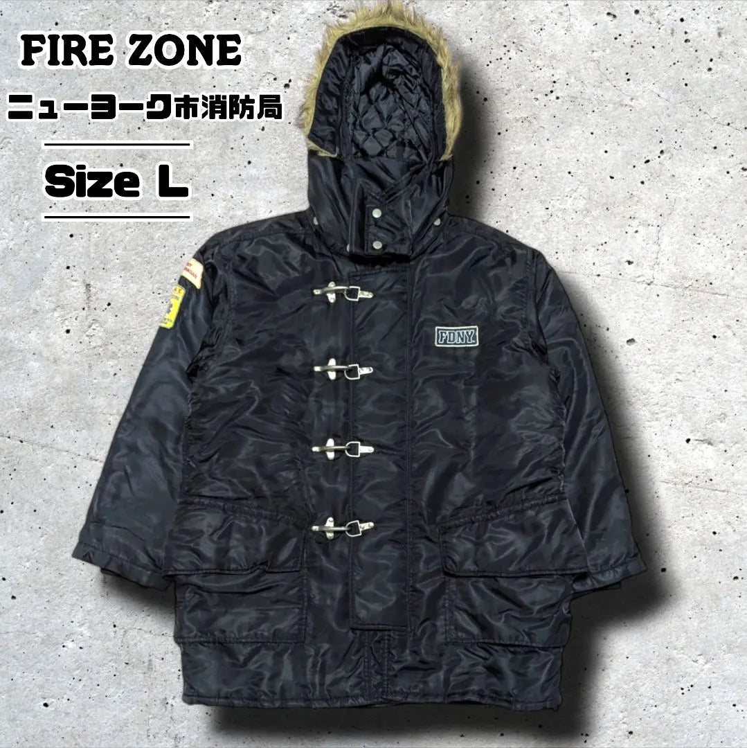 Super Rare FIREZONE New York City Fire Department Jacket Fireman Coat Black