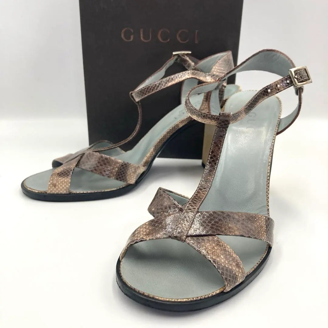 ✨GUCCI✨ Heel Sandals Python Snake Pattern Size 6 + B (23.5cm)