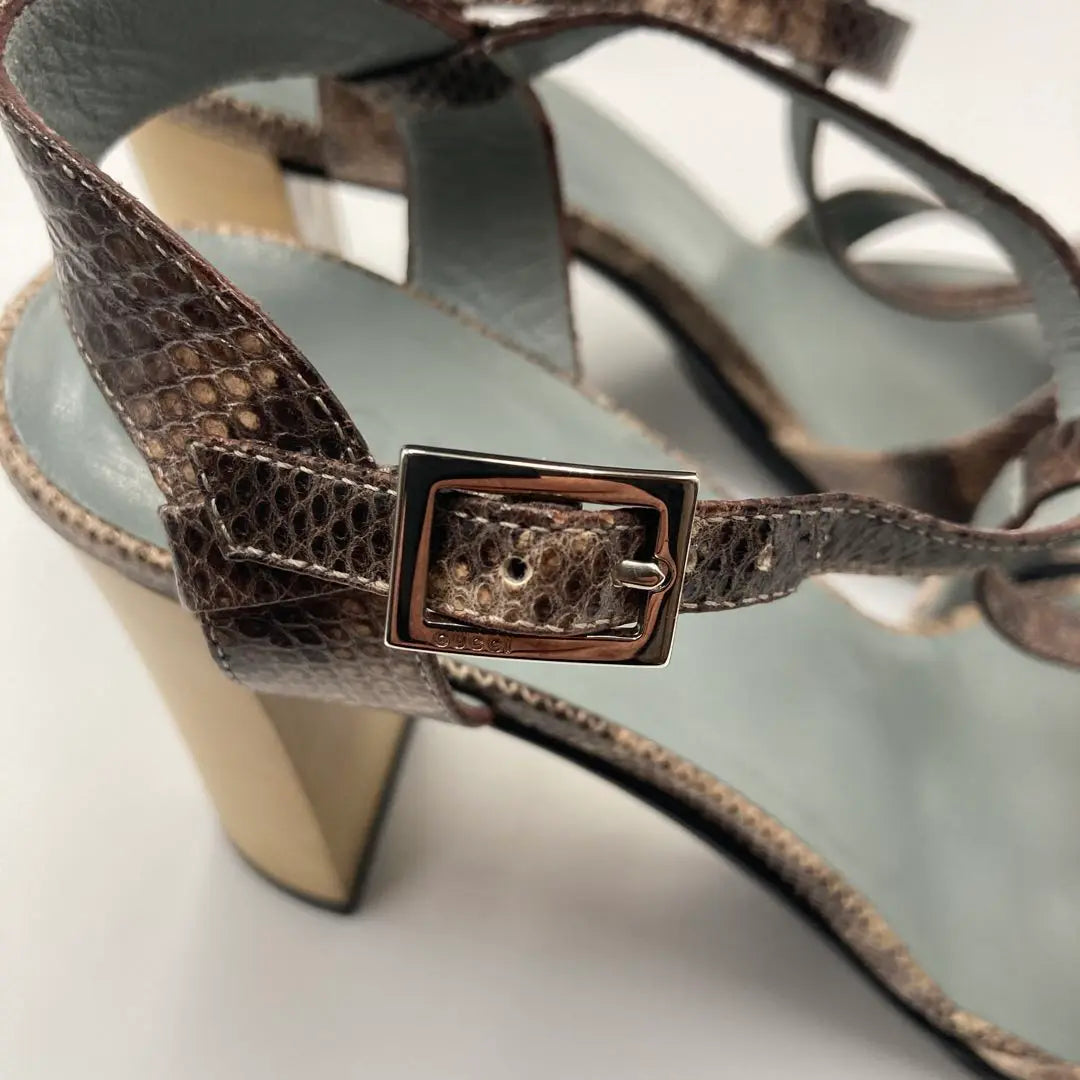 ✨GUCCI✨ Heel Sandals Python Snake Pattern Size 6 + B (23.5cm)