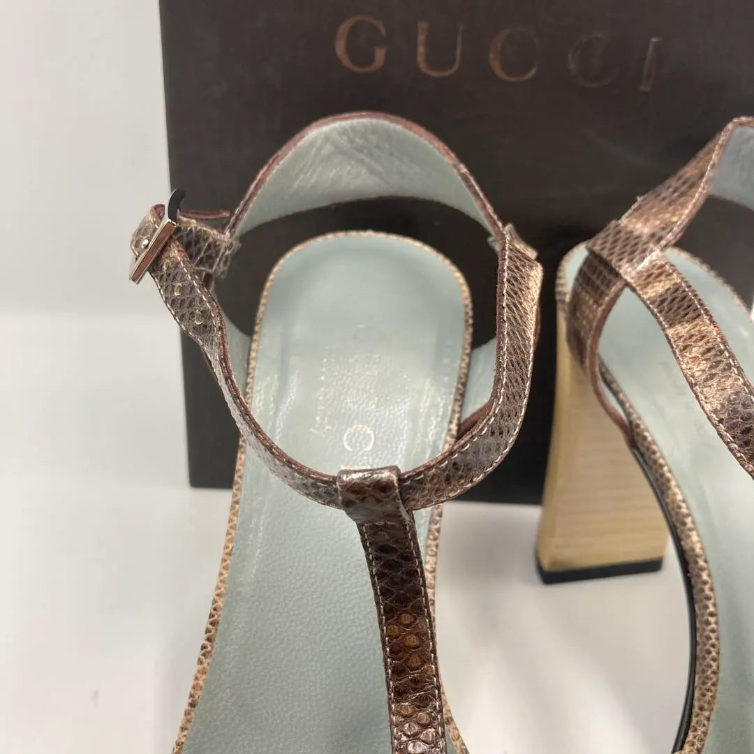 ✨GUCCI✨ Heel Sandals Python Snake Pattern Size 6 + B (23.5cm)