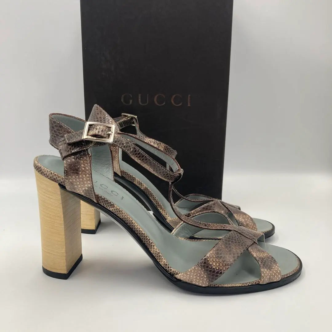 ✨GUCCI✨ Heel Sandals Python Snake Pattern Size 6 + B (23.5cm)