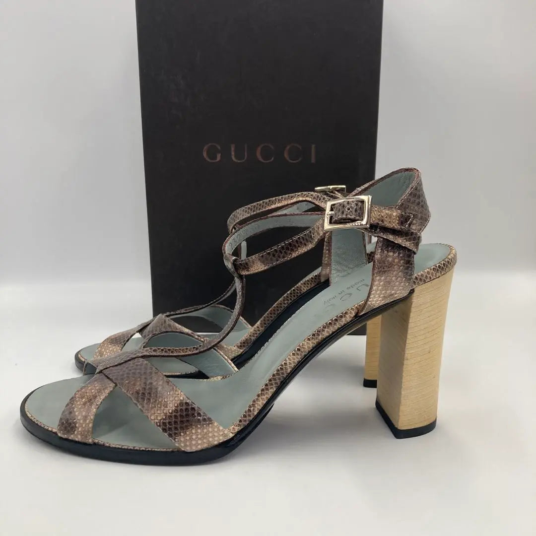 ✨GUCCI✨ Heel Sandals Python Snake Pattern Size 6 + B (23.5cm)